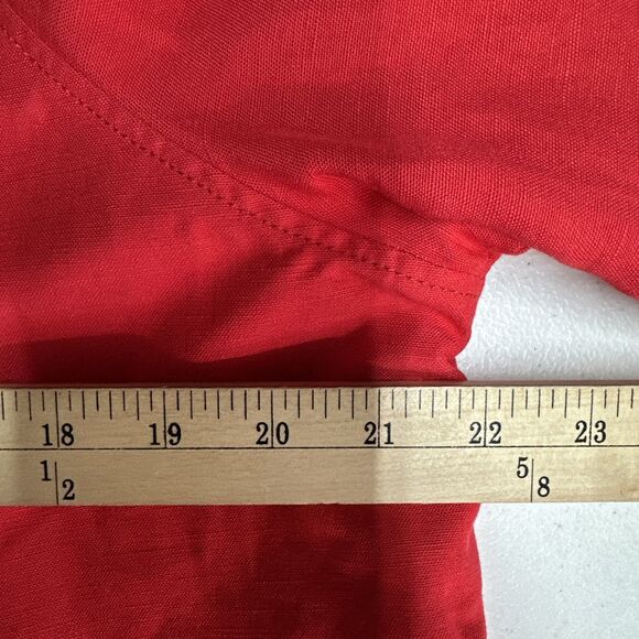 Larry Levine Skirt Suit 14p Red Linen Blend Short Sleeve Church Career NEW $200 - Picture 9 of 12